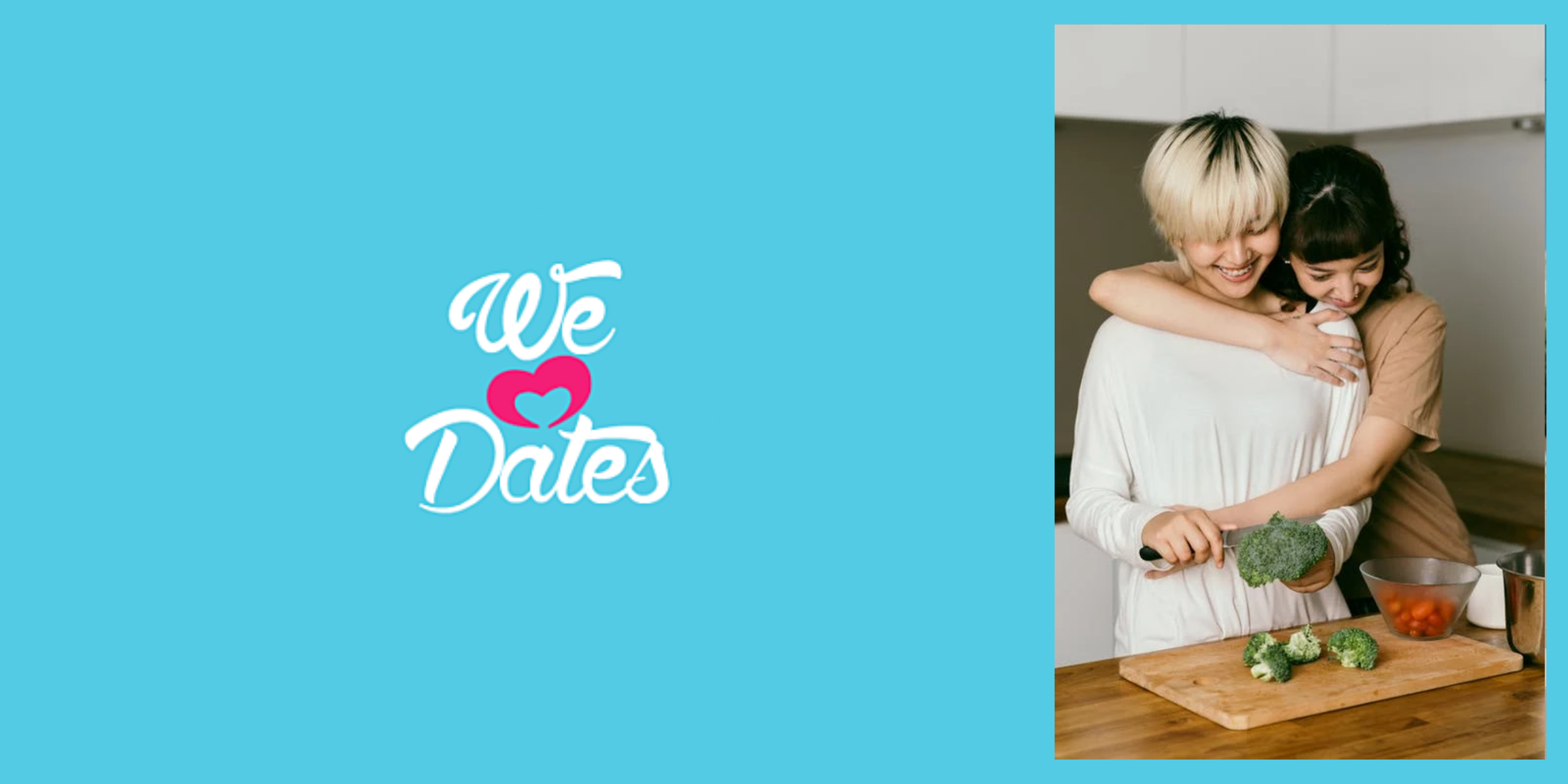 We Love Dates banner featuring a couple of women