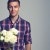 Man holding bunch of White Roses